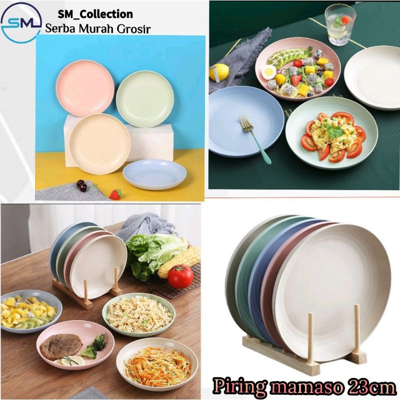 piring makan/piring saji/piring kue/piring plastik jerami/piring makan mamasoo 23cm