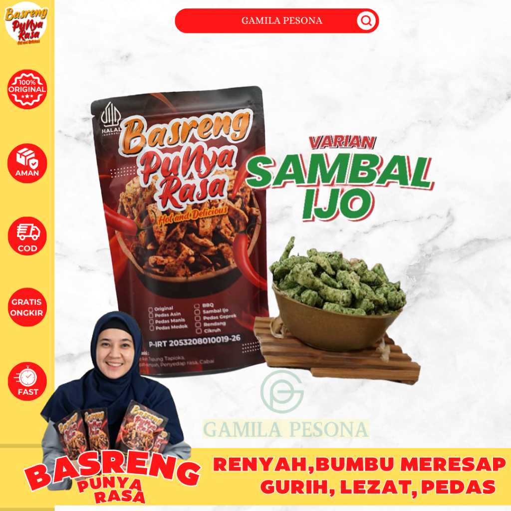 

Basreng baso goreng sambal ijo pedas cabe hijau isi 180gram