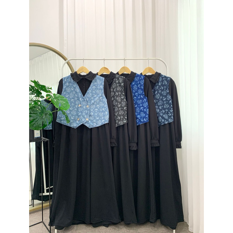 Gamis vest Z*R motif bunga Kode 1059