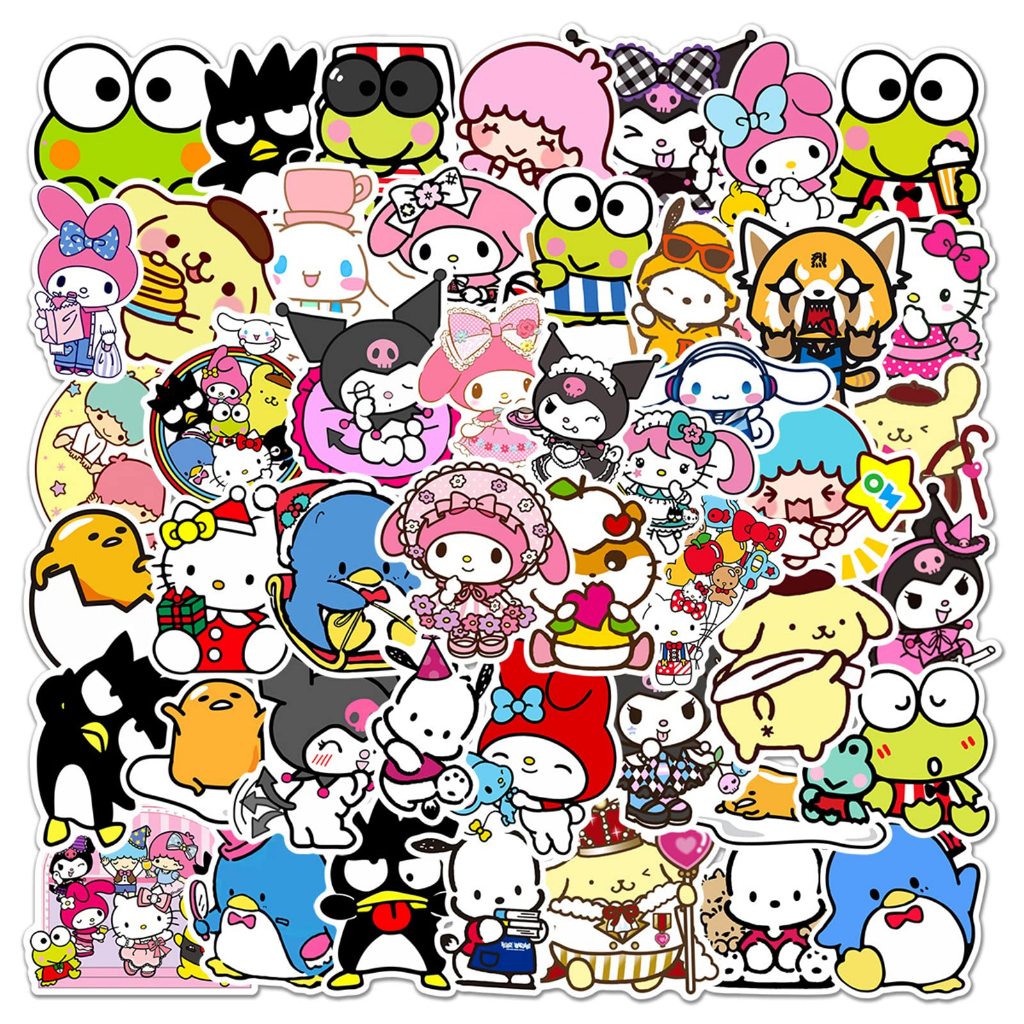 

Stiker Sanrio Karakter - Cinamorol, Kuromi, My Melody, Hello Kitty, Keroppi Paket Stiker Anak