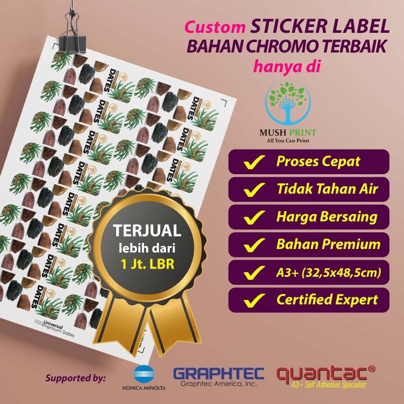 

cetak sticker chromo A3+ | cetak sticker label kemasan | label usaha makanan minuman