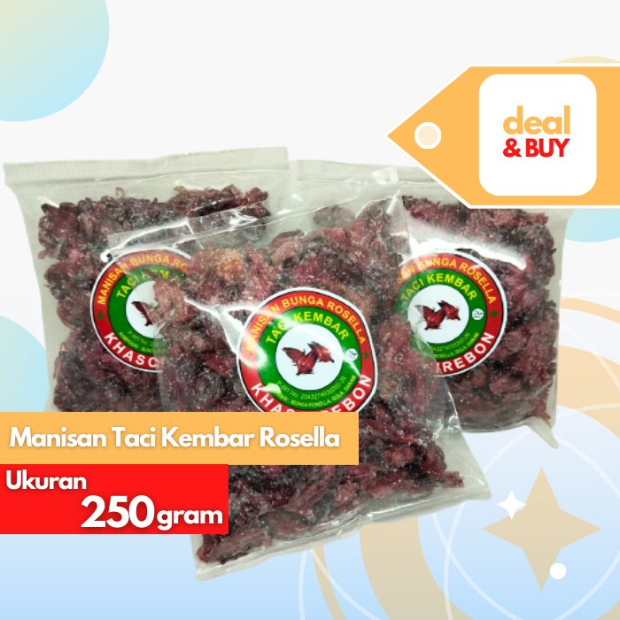 

Manisan Bunga Rosella Taci Kembar Tanpa Taburan Gula Khas Cirebon 250 gram