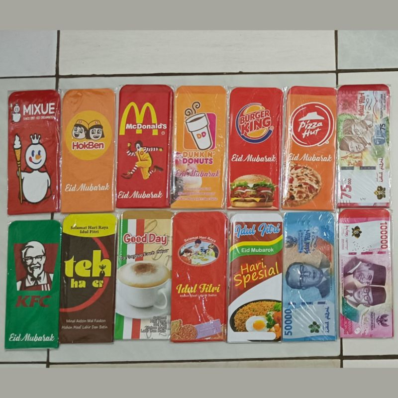 

amplop angpao lebaran gambar resto snack uang unik viral kekinian panjang / besar isi 10