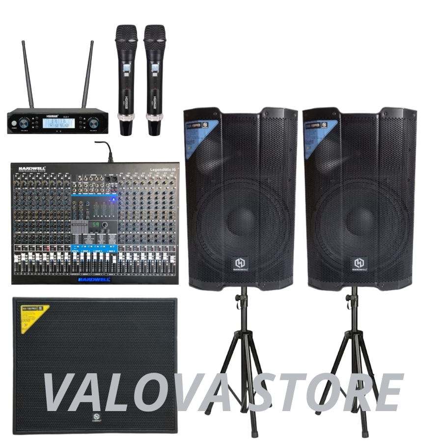Paket 21 soundsystem HARDWELL DSR 15 PRO + Legendmix 16 + IRX118 PRO