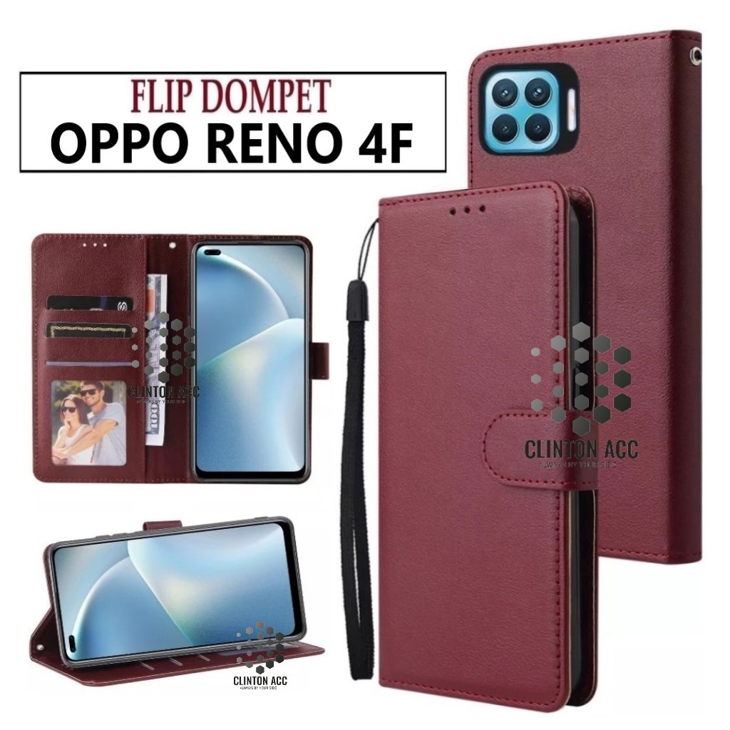 CASE HP OPPO RENO 4F FLIP WALLET LEATHER DOMPET KULIT SOFTCASE PREMIUM FLIP COVER SARUNG BUKA TUTUP 