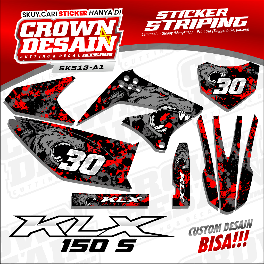 STRIPING STIKER KLX 150 S / KLX 150 OLD VARIASI KARAKTER - DECAL STRIPING MOTOR KLX 150 S BISA CUSTO
