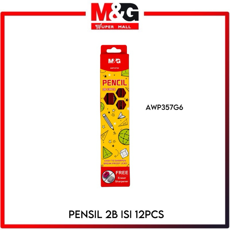 

M&G wood pencil 2B / Pensil 2B Kayu M&G 12pcs/box AWP357G6