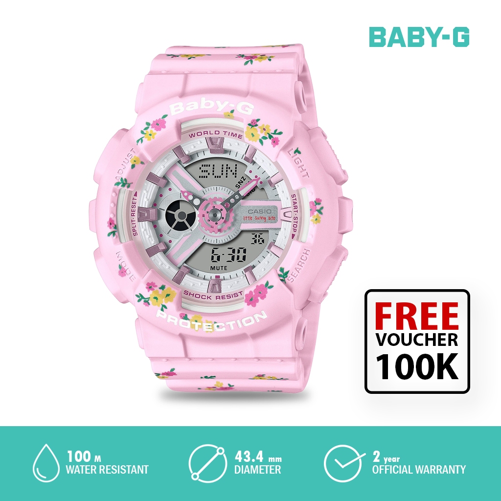 Casio Baby-G jam tangan wanita dengan format digital analog BA-110LSB-4ADR