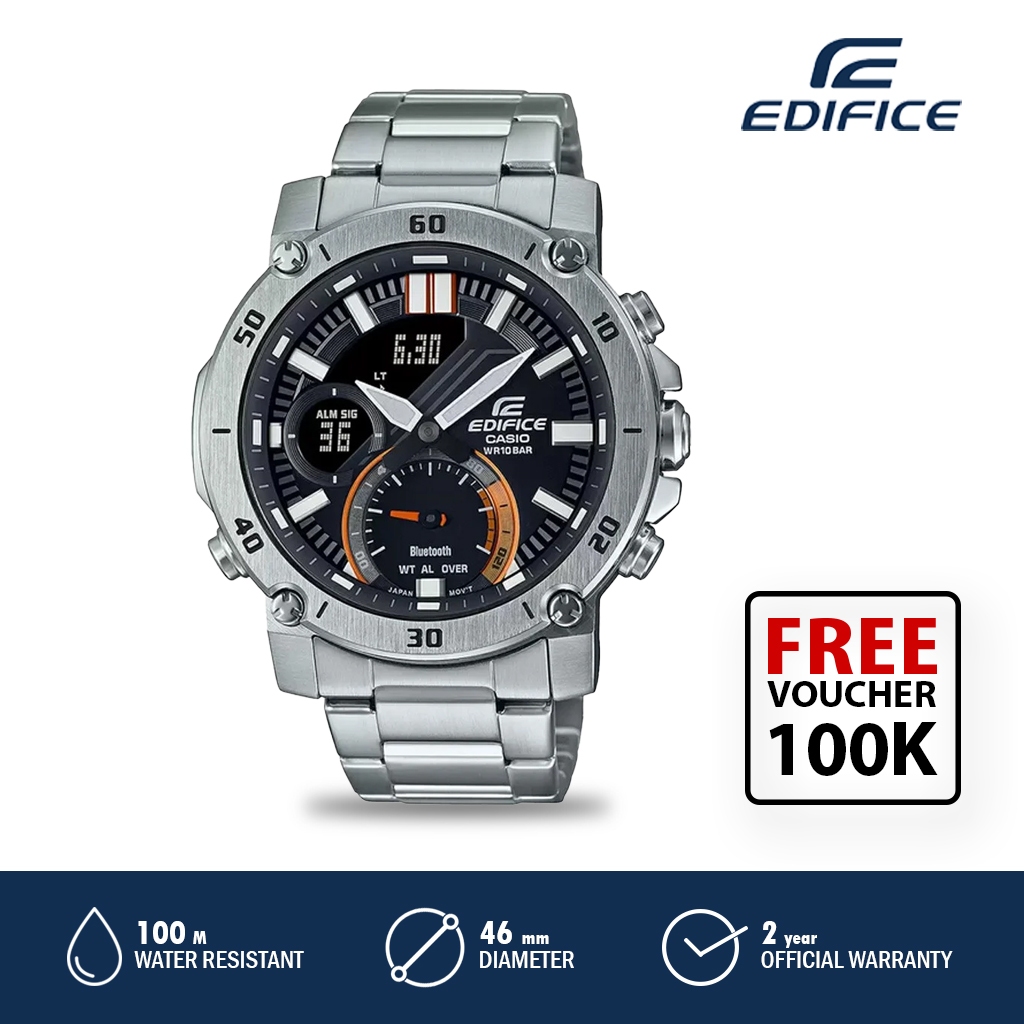 Casio Edifice Jam Tangan Pria Analog Digital - ECB-20D-1ADF