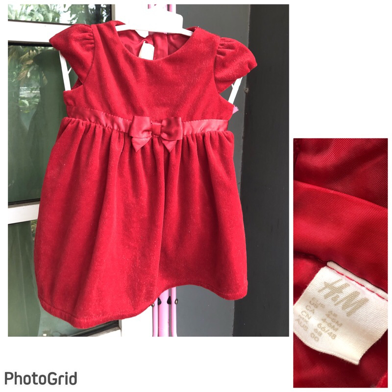 dress bludru bayi H&M merah