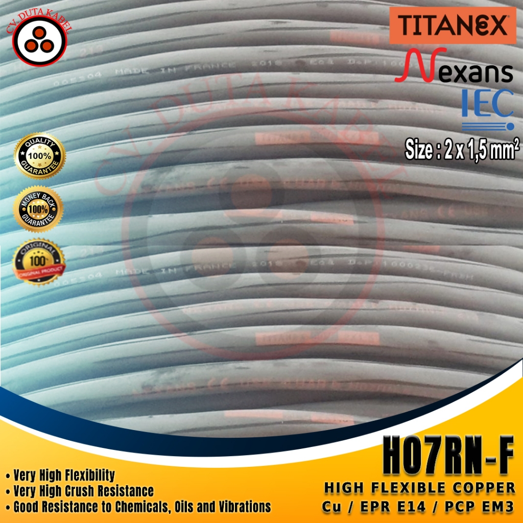 Kabel Rubber H07RN-F 2x1,5 mm2 TITANEX /2x1.5 mm/2 x 1,5 mm2/2x1.5mm2