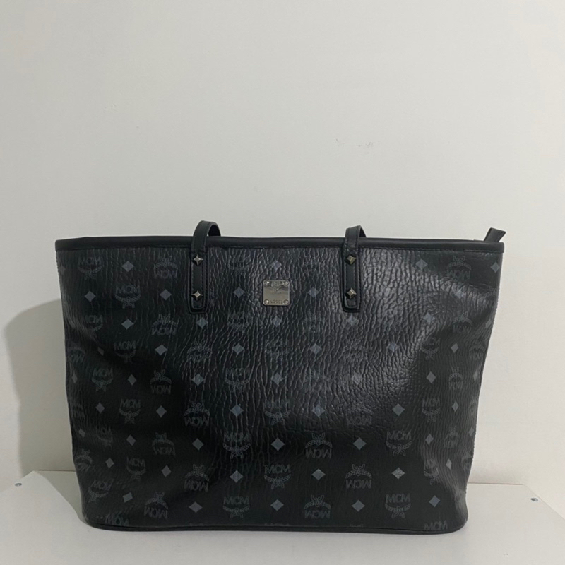 Preloved Tote Bag M-C-M | Preloved Tas Tote M-C-M | Preloved MCM Hitam