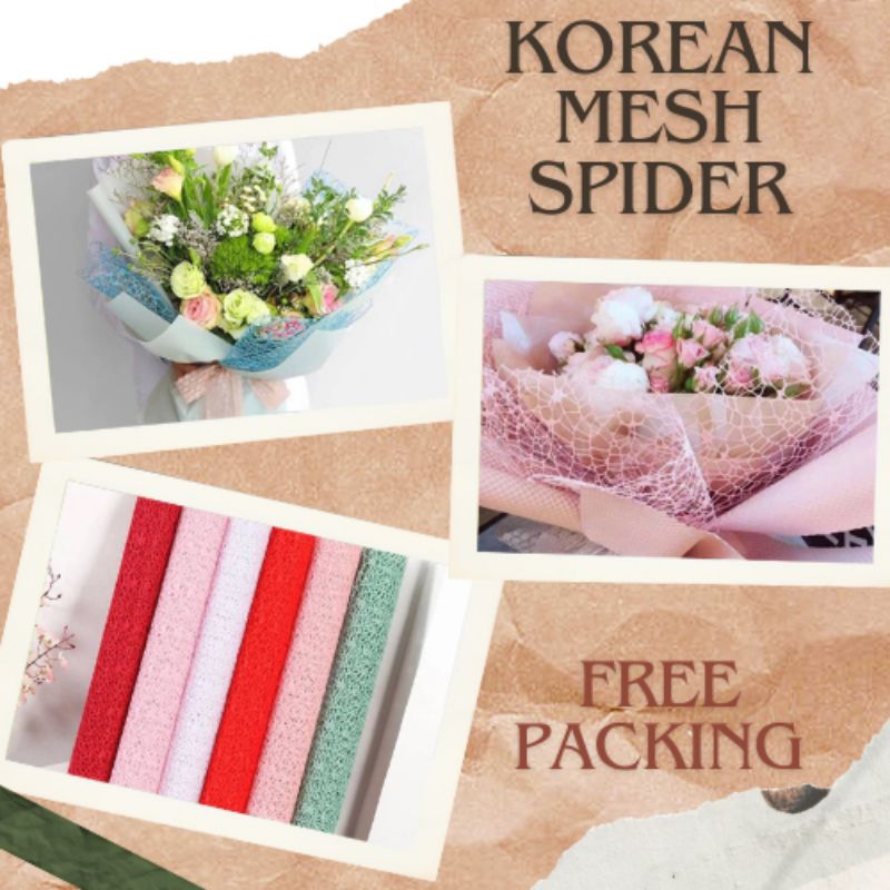 

Korean mesh Spider roll Poly net Round Jaring buket bunga model spiderman Kertas jaring hiasan buket