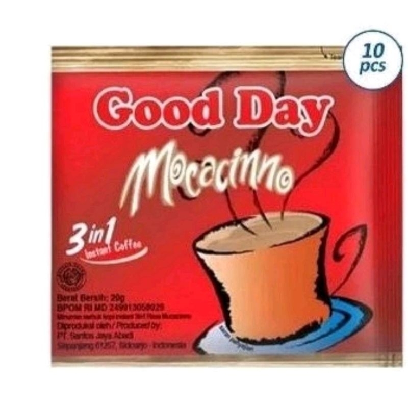 

Good Day Mocacino 3in1 1renceng 10pcs 20g