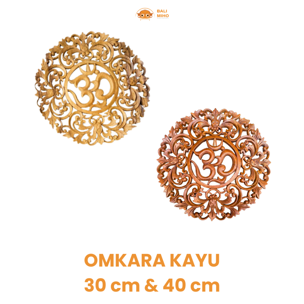 Dekorasi Dinding Omkara Ukir - Hiasan Dinding Omkara - Pandil Kayu - Hiasan Dinding Kayu - Dekorasi 