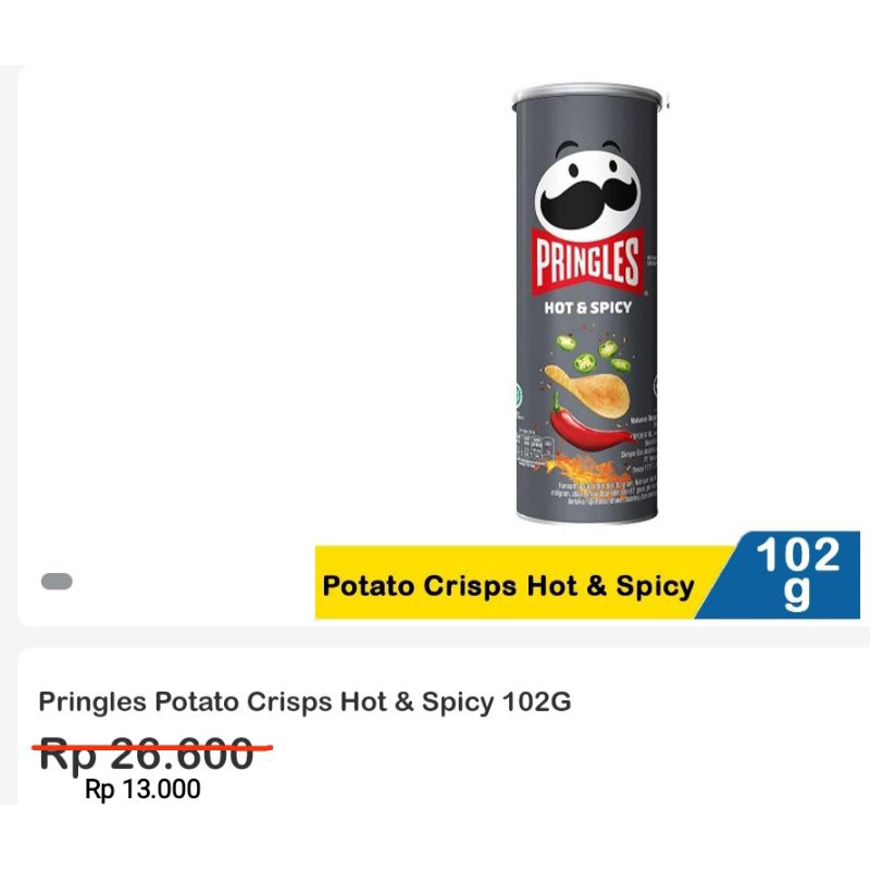 

Pringles Potato Crisps Hot & Spicy 102G