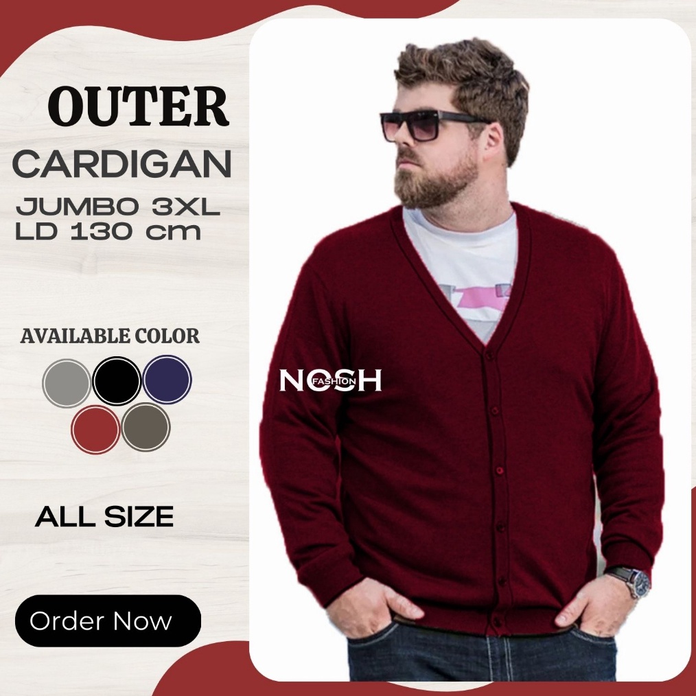Original Cardigan pria korea rajut jumbo Big Size  Cardigan Rajut V Neck Pria Big Size Jumbo NOSH gr