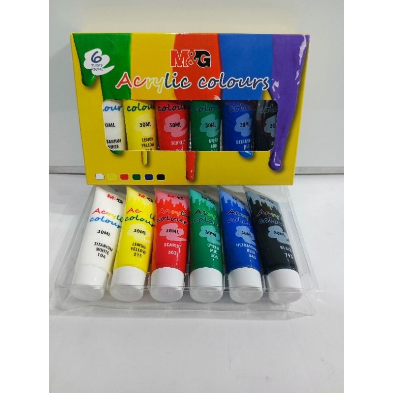 

cat akrilik 1pak isi 6pcs 30ml merek M&G