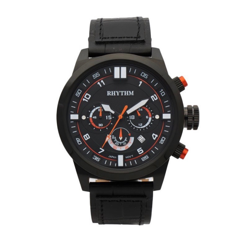 Rhythm SI1602L 05 Leather Jam Tangan Pria - Black Orange - [BLW-28462-00386]