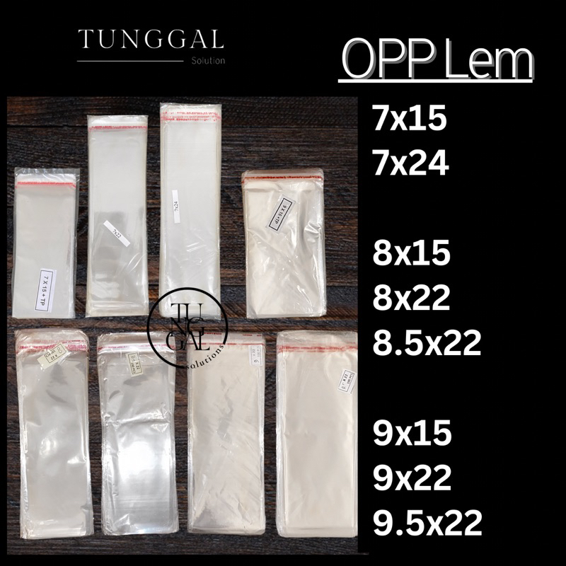 (GROSIR - 1000 lembar) Plastik OPP Lem - ukuran 9x15; 8x22; 8.5x22; 9x22; 9.5x22 - tebal 0.17 mikron