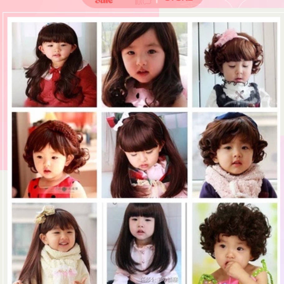 Ready Stok Rambut Palsu Anak Panjang Sebahu Bergelombang Wig Rambut Anak Lucu Impor Lembut  Wig Anak