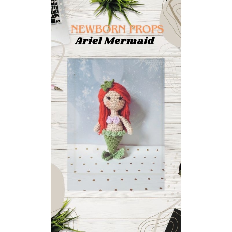 Boneka rajut mermaid ariel | properti foto newborn mermaid | amigurumi putri duyung ariel mermaid