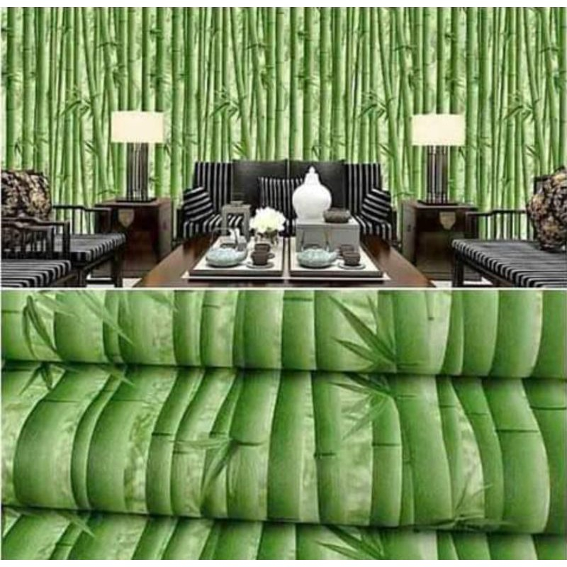 Walpaper Dinding - Stiker Wallpaper Tembok - Wallpaper Bambu Batang 10Meter - Wallpaper Ruangan