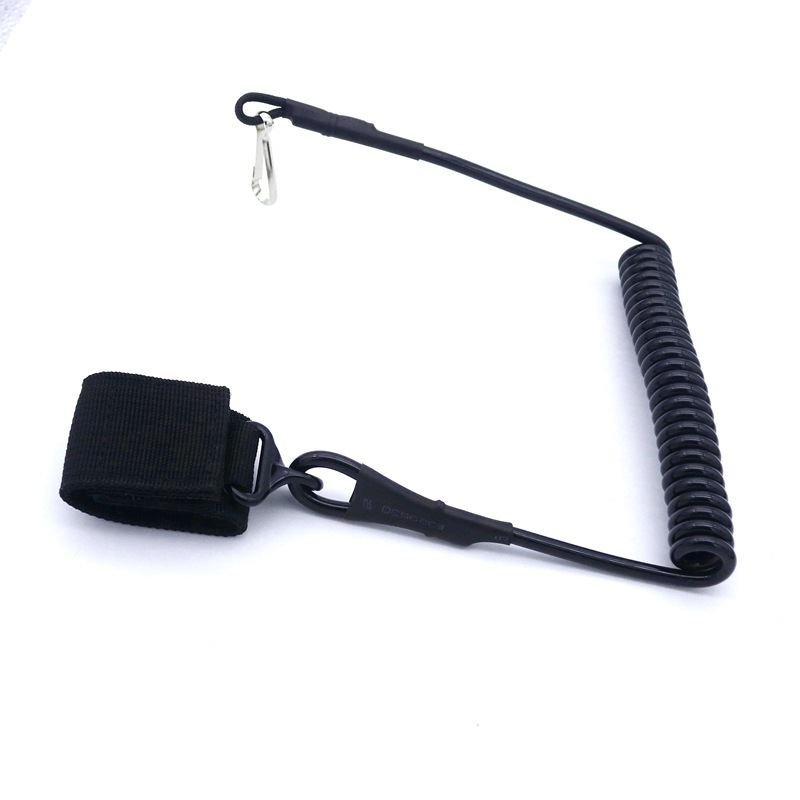 Tactical Pistol Lanyard Spring Safety Strap Tali Pengaman Pistol -