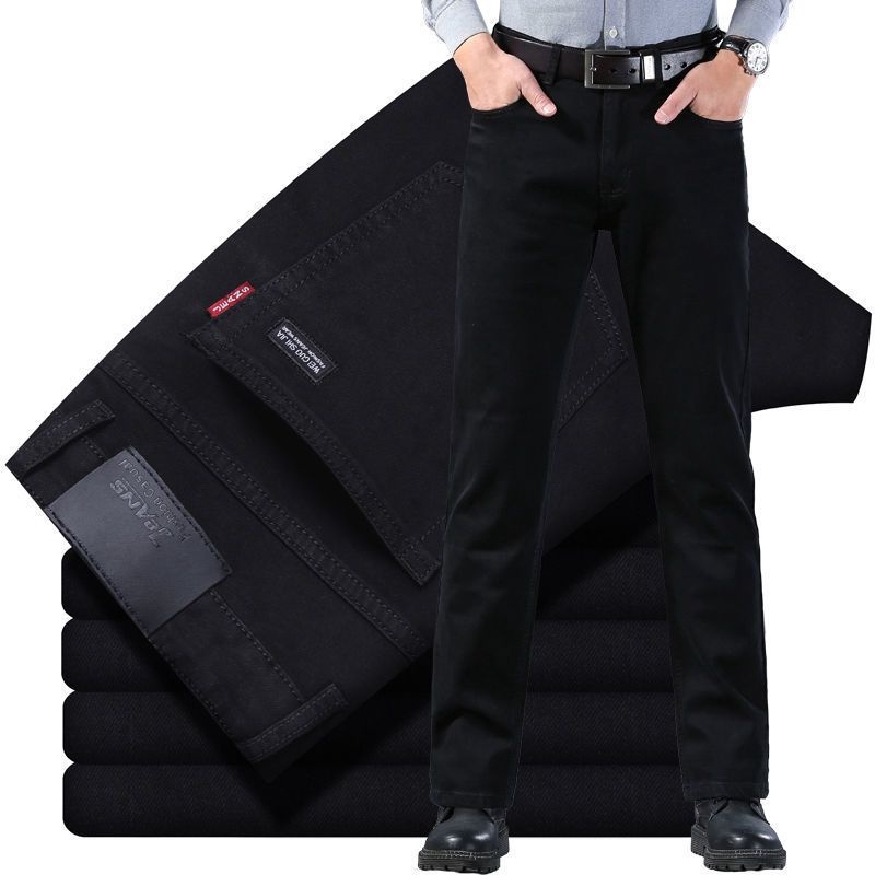 COD Celana Panjang Celana Jeans Pria slim fit Bahan tipis bernapas Kantor Santai Seharihari Hitam Po