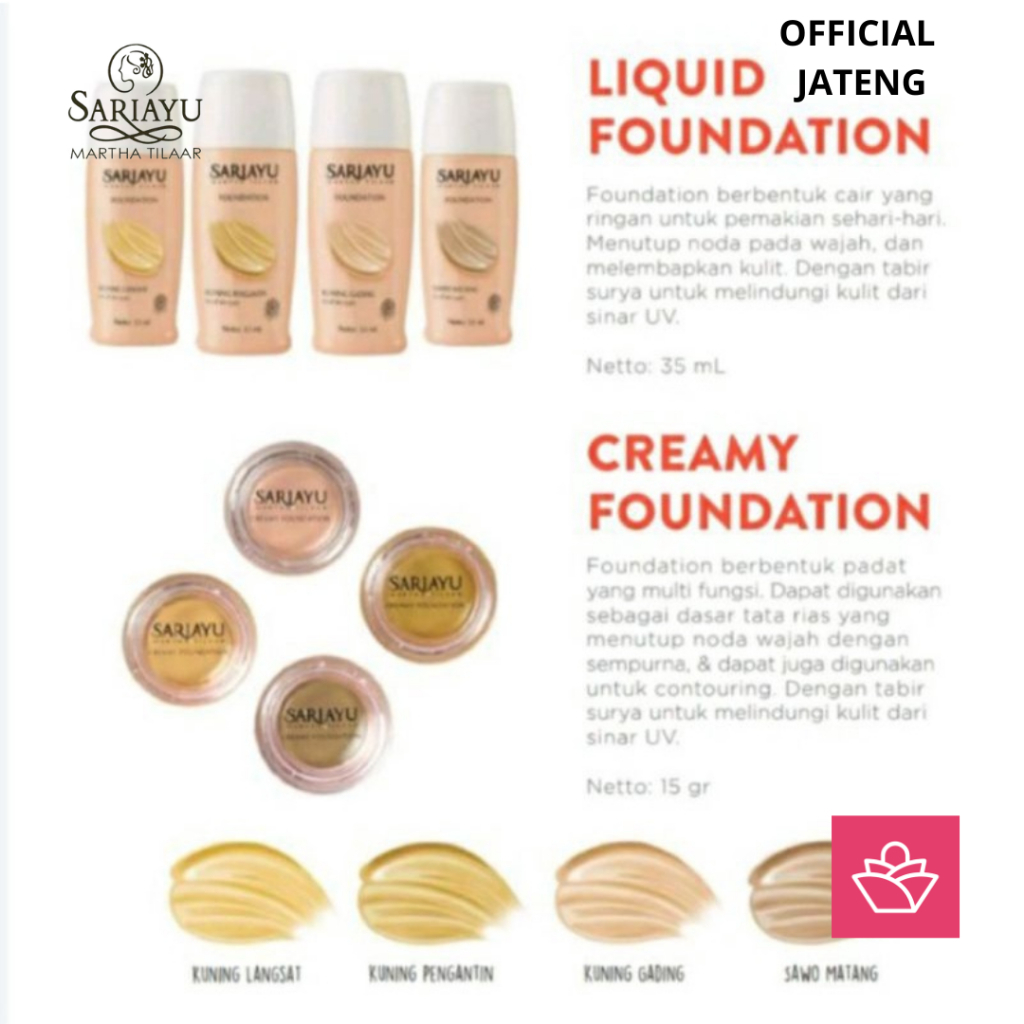 (Jateng) [Terlaris] Sariayu Liquid/Creamy Foundation/Alas Bedak/Dempul Kuning Langsat/Kuning Pengant