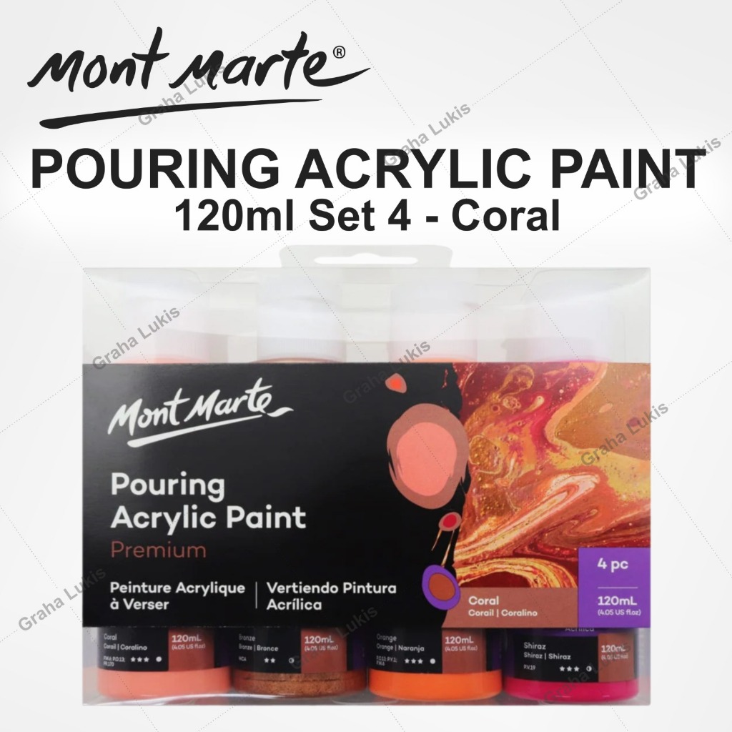 

Mont Marte Premium Pouring Acrylic Paint 120ml 4pc Set - Coral