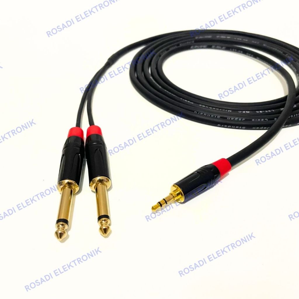dorifarms - jack mini stereo aux 3.5mm ke 2 akai mono 6.5mm profesional