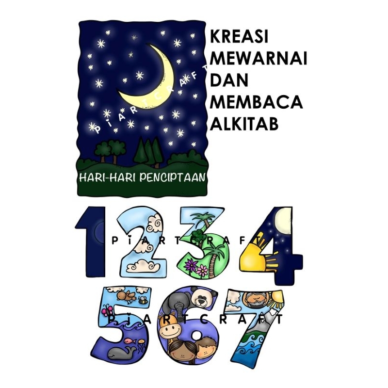 

Seri Kreasi mewarnai dan membaca Alkitab (Hari-Hari Penciptaan) untuk anak (isi 8 lembar) - souvenir sekolah minggu - souvenir Natal - souvenir Paskah