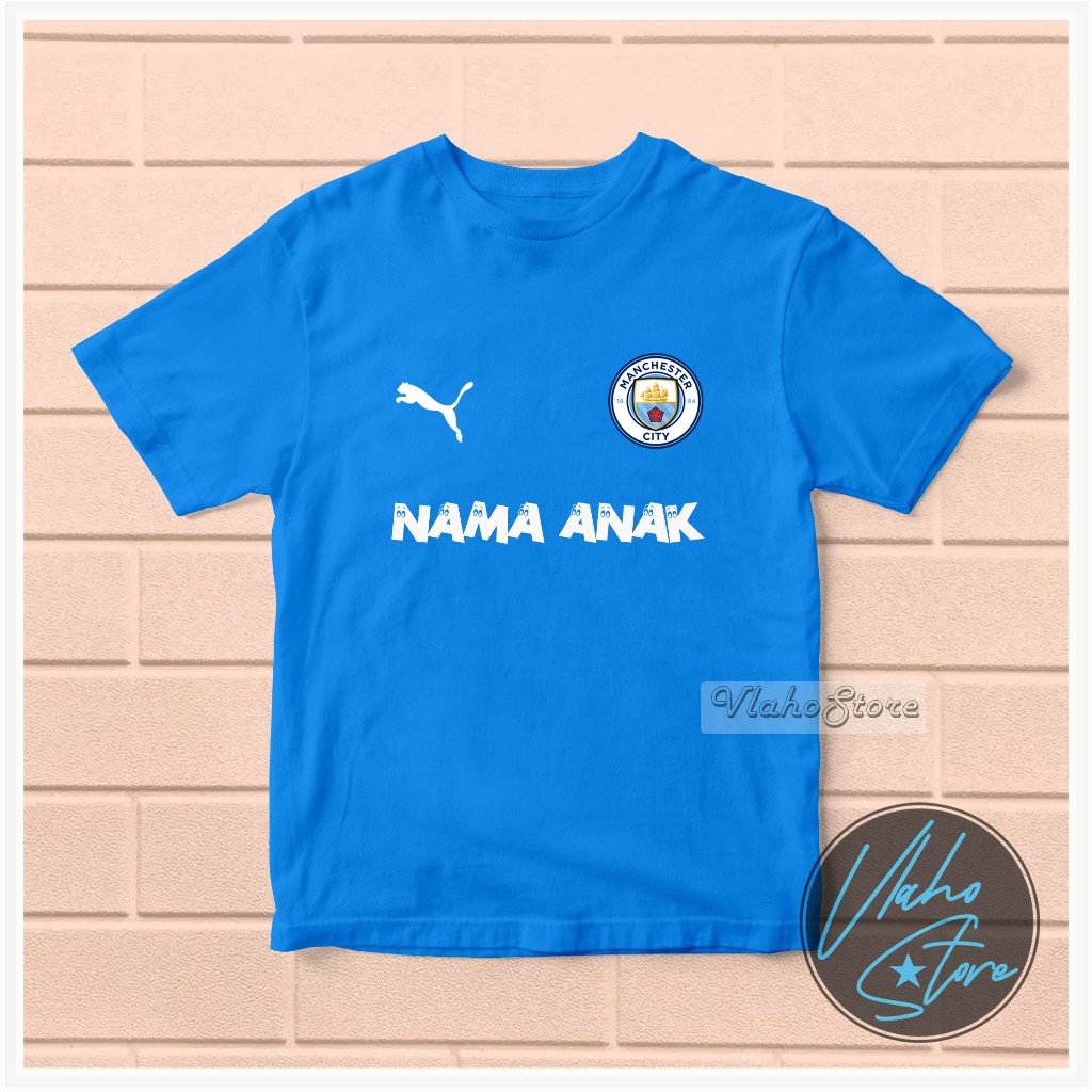 KAOS BAJU BOLA ANAK KIDS USIA 1-12 TAHUN MANN CITY. CUSTOM NAMA GRATIS 002