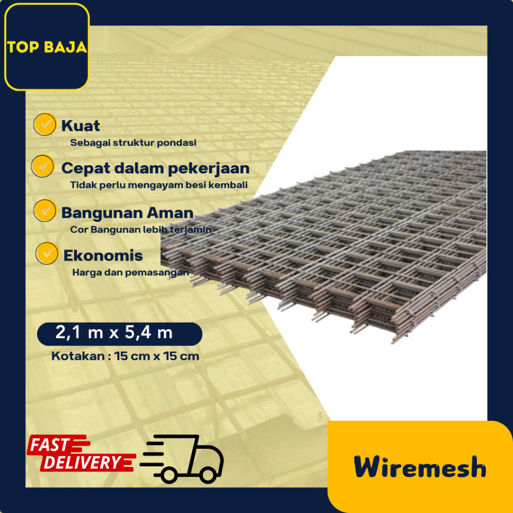 Wiremesh M6, M7, M8 dan M10 Ukuran 2.1 m X 5.4 m dengan kotak 150 X 150 Berkualitas dan Paling murah