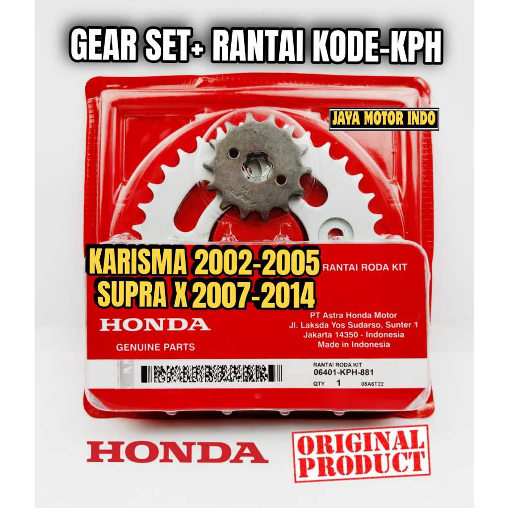 ORIGINAL GEAR SET RANTAI ASLI HONDA KHARISMA SUPRA X 125 INJEKSI KPH SUPRA X KARBU