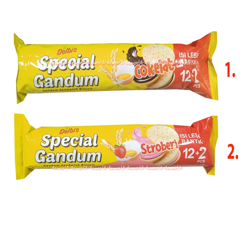 

Delbis 115gr Special Gandum Krim Cokelat Stroberi 12pcs Assorted Sandwich Biskuit Gandum Sandwich Renyah Biscuit Krim