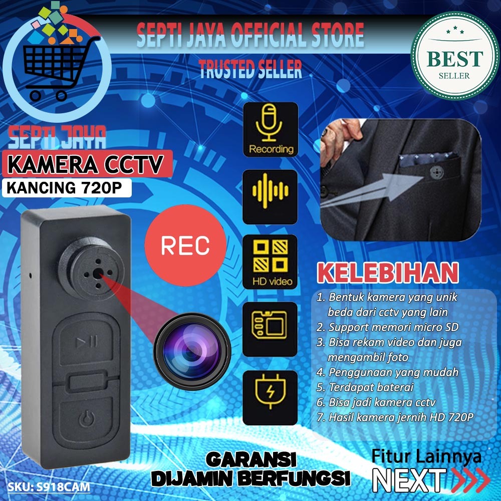 Spy Camera Mini DV DVR  S918 Non Wifi Kamera Shirt Button Kancing Baju Hidden Spycam Camcorder Pengi