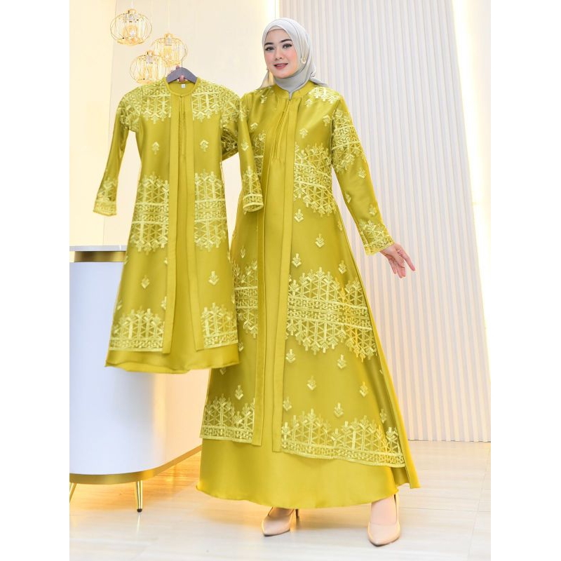 Gamis Couple Ibu Anak Satin Mix Tille mewah