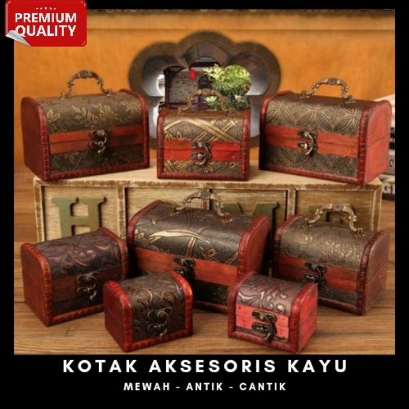Kotak Perhiasan Aksesoris Antik- Wooden Accesories Box -Kotak Perhiasan Kayu-Kotak Serbaguna-Tempat 