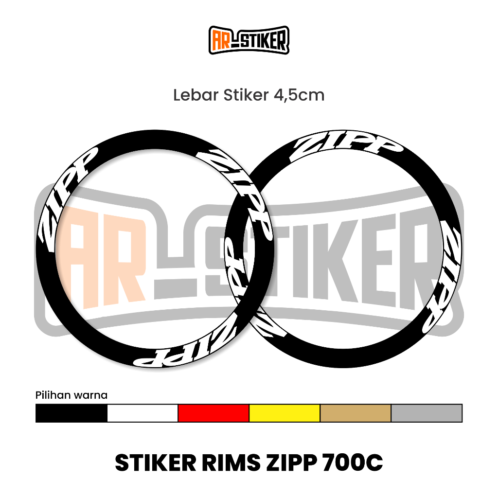 Cutting stiker velg rims zipp 700c sepeda fixie lebar 4.5cm