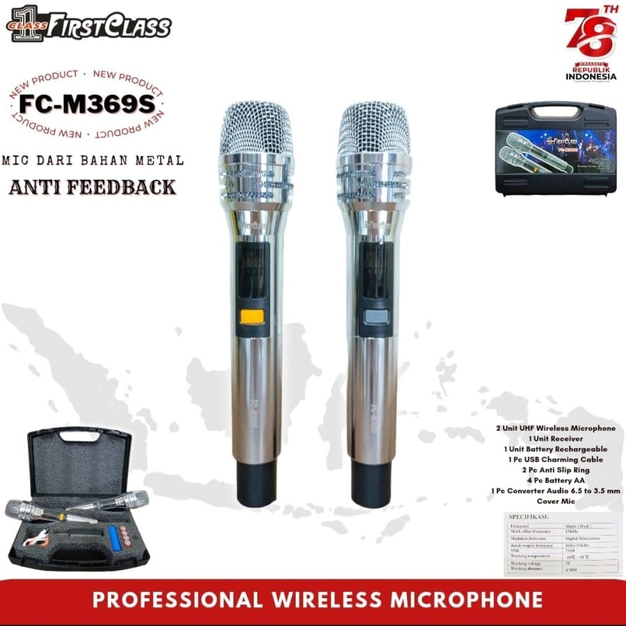 Microphone Wireless First Class FC-M369S FC M369 S FCM369S Mic Profesional Ori