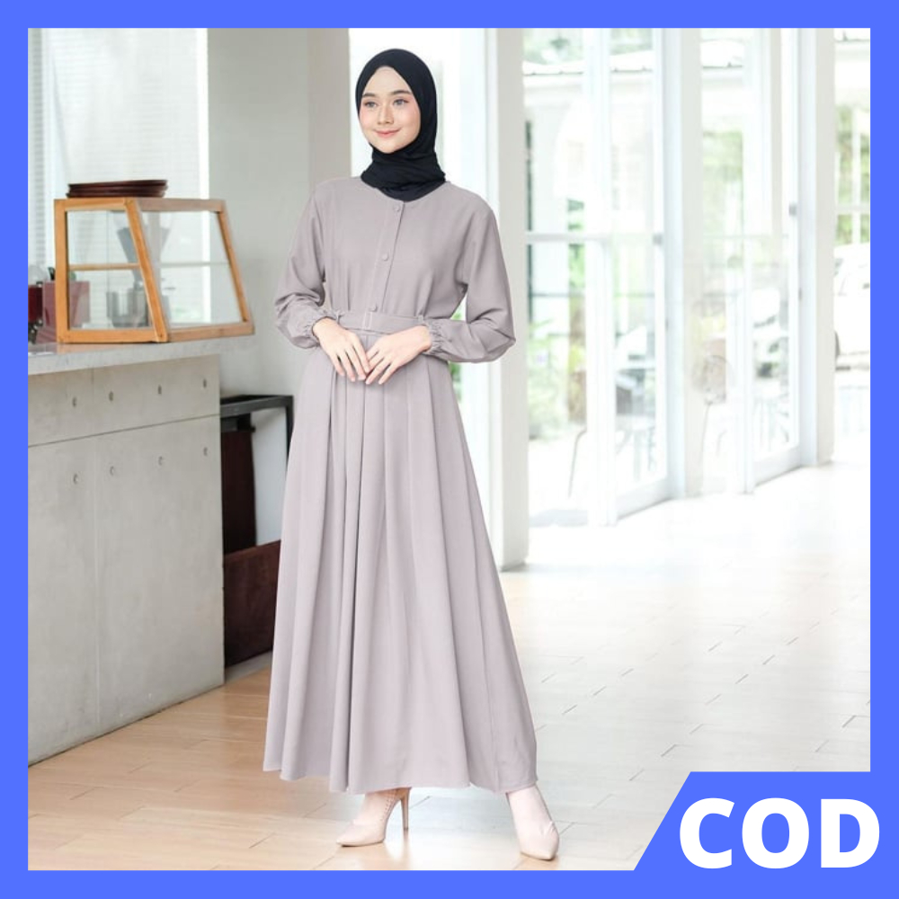 BAJU GAMIS WANITA TERBARU 2024 REMAJA KEKINIAN ABU