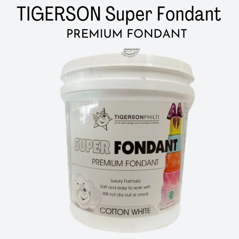 

Tigerson Philti Super Fondant Putih Cotton White 5kg Kemasan Pail/FONDANT PREMIUM.