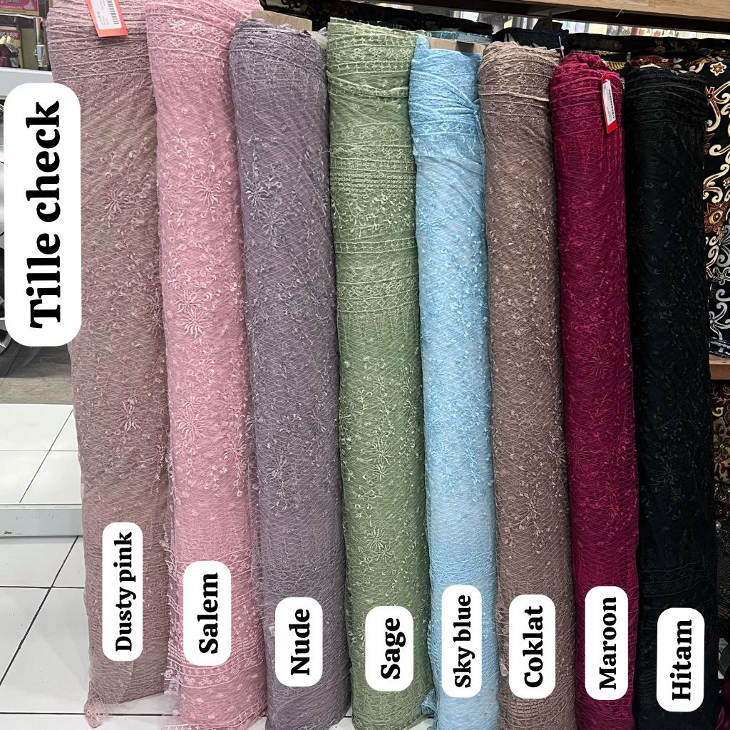 Kain Tile Brukat Check Meteran Bahan Kebaya