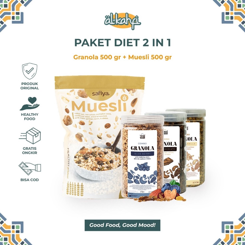 

COD DIET 2 In 1 Granola Timur Tengah Muesli Safiya 5 gr Oatmeal Sereal Sarapan Sehat serbuuu