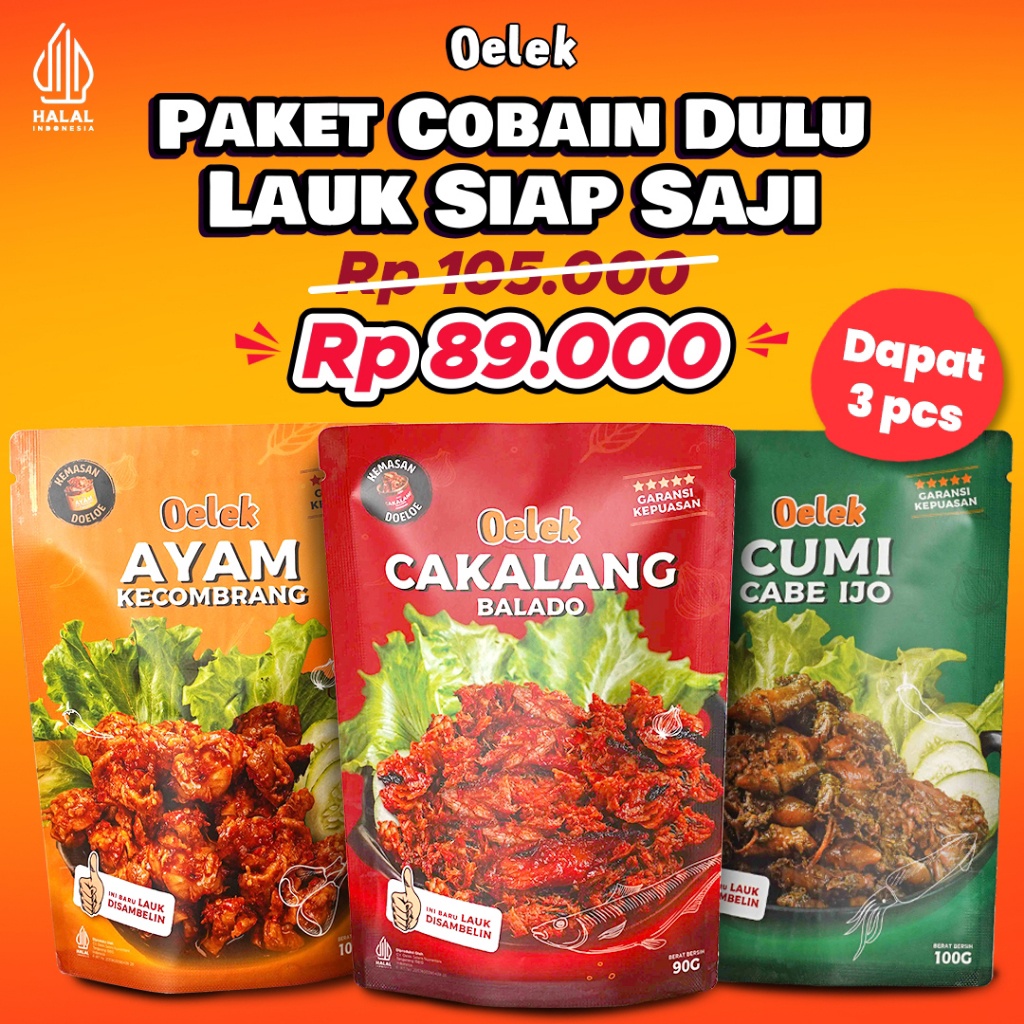 

BIG SALE Oelek Paket Cobain Dulu Si Laoek Cakalang Balado Cumi Cabe Ijo Ayam Kecombrang Lauk Siap Saji