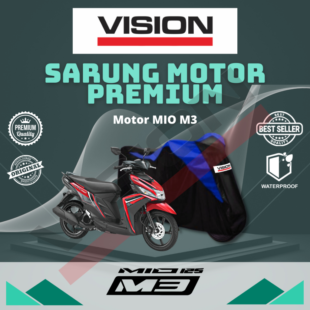Sarung Motor, Cover Motor Vision Silver Waterproof Anti Air Cover Motor Untuk Motor MIO M3 All Serie