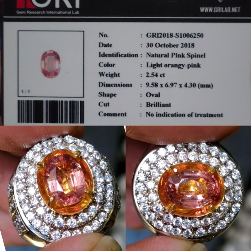 NATURAL PINK SPINEL RASA PAPARACHA MEMO GRI 2,54ct