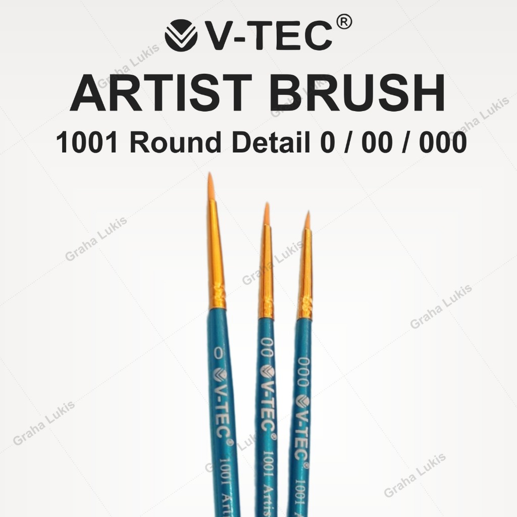 

V-Tec Brush 1001 Round Detail 0 / 00 / 000 / Kuas Lukis Kecil